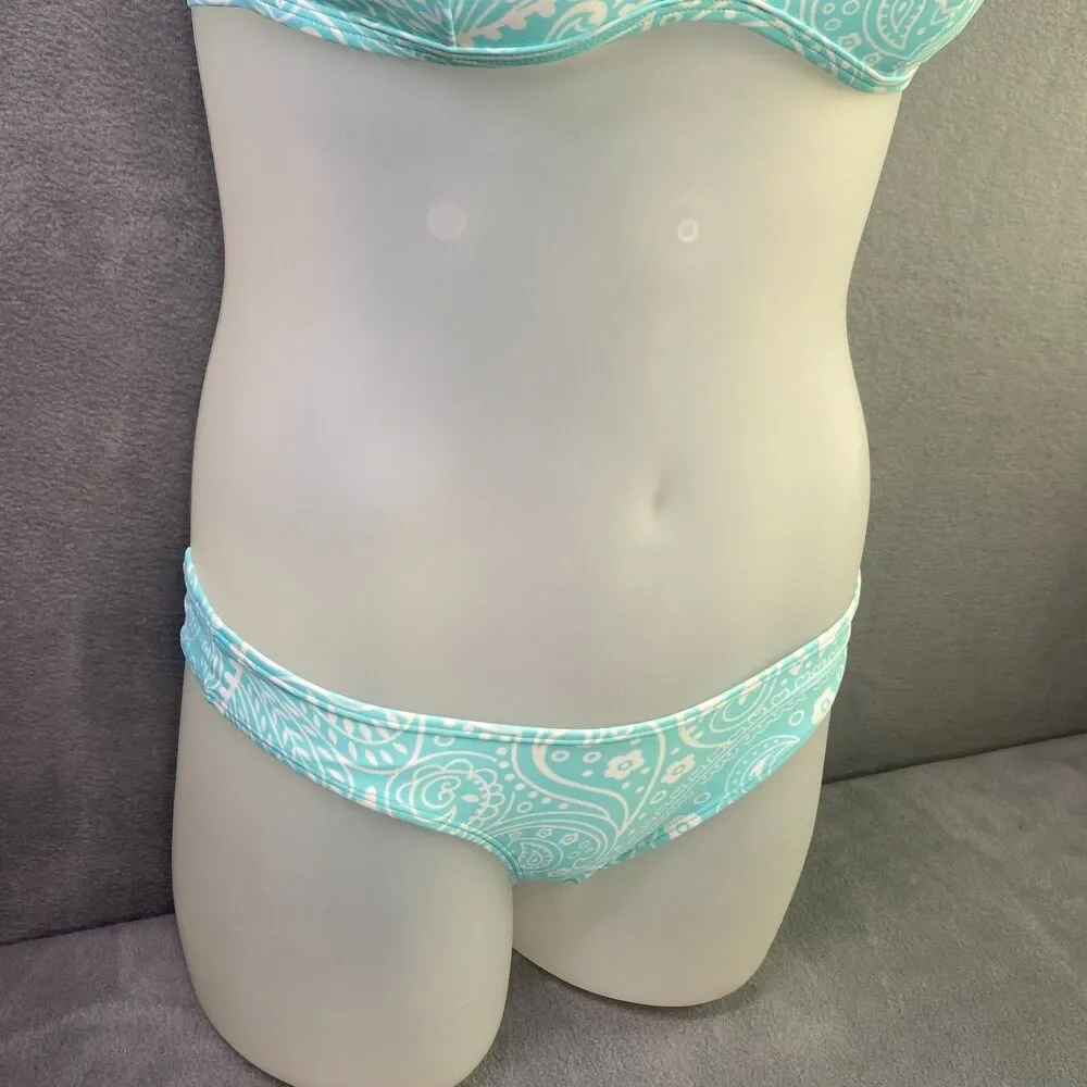 Agua Doce Bikini Brazilian Women S Aqua Blue White Flower Cheeky Bottom 2-pc
